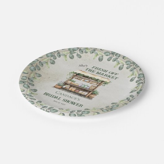 ファーマーズマーケットファームスタンドウェルカムブライダルシャワー ペーパープレート (アングル)