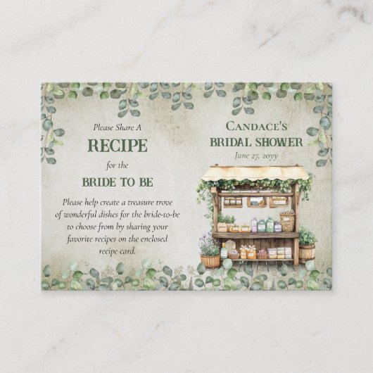 ファーマーズマーケットファームスタンド呼び出しレシピの挿入 名刺 (正面)