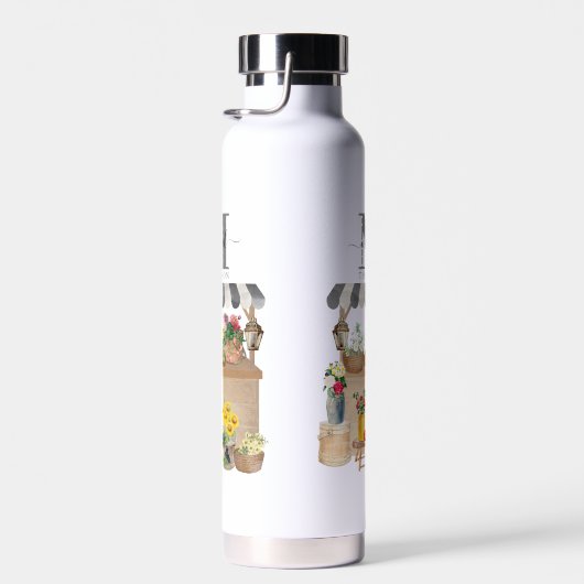 ファーマーズマーケットフラワーカートキッチンモノグラムの ウォーターボトル (右面)