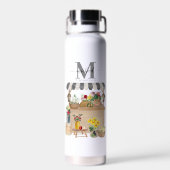 ファーマーズマーケットフラワーカートキッチンモノグラムの ウォーターボトル (背面)
