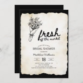 ファーマーズマーケットフラワーブーケブライダルシャワー 招待状 (正面/裏面)