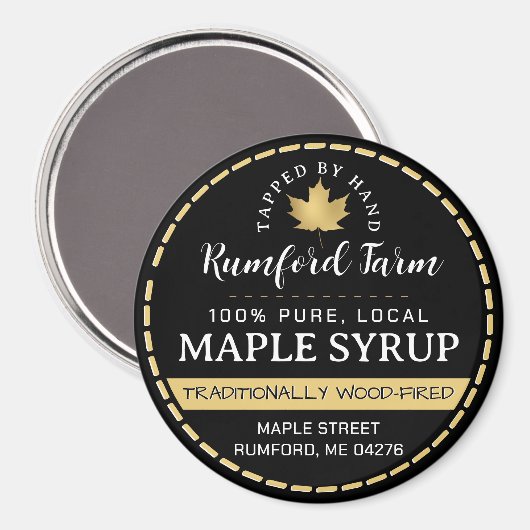 ファーマーズマーケットプロモーションメープルシロップ金ゴールドリーフ マグネット (正面/裏面)