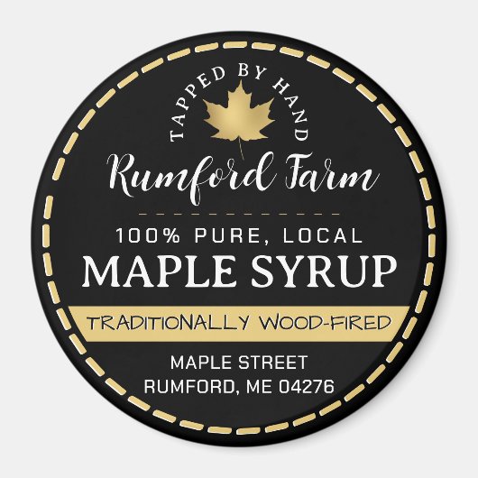 ファーマーズマーケットプロモーションメープルシロップ金ゴールドリーフ マグネット (正面)