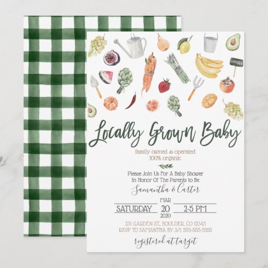 ファーマーズマーケットベイビーシャワー招待状 招待状 (正面/裏面)