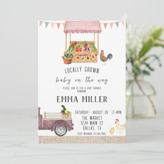 ファーマーズマーケットベビーシャワー招待状 招待状 (スタンド正面)