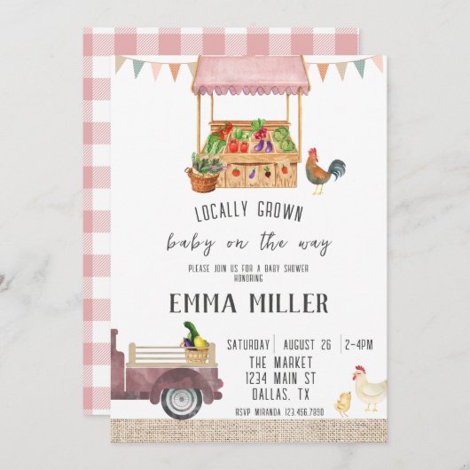 ファーマーズマーケットベビーシャワー招待状 招待状 (正面/裏面)