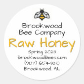 ファーマーズマーケットホームスタイル蜂蜜ラベル付き蜂 ラウンドシール (正面)