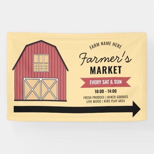 ファーマーズマーケットモダンファームハウスマーケティングバナー 横断幕 (横)