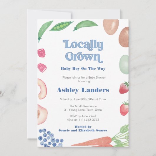 ファーマーズマーケットリトルボーイ赤ちゃんシャワー 招待状 (正面)