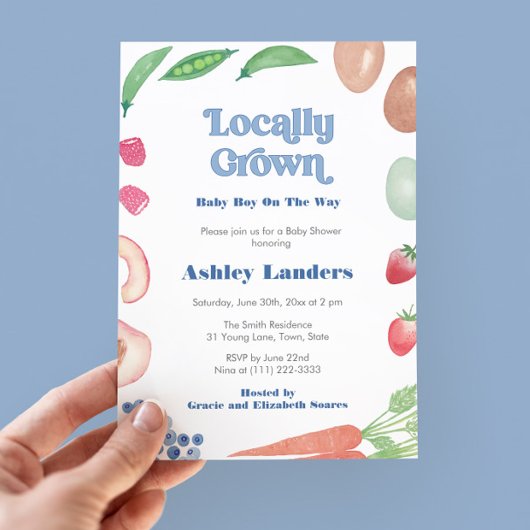 ファーマーズマーケットリトルボーイ赤ちゃんシャワー 招待状