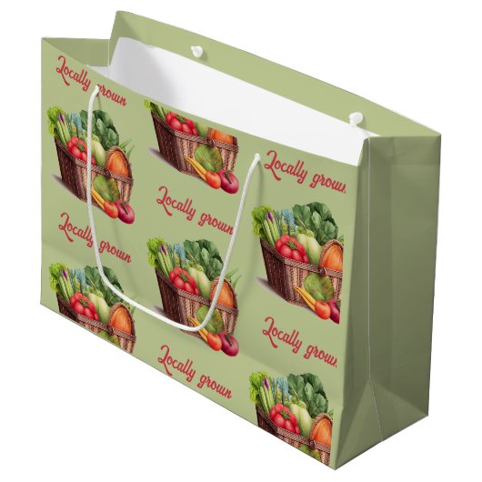ファーマーズマーケット地元で育った赤ちゃんシャワーのお気に入り ラージペーパーバッグ (正面アングル)