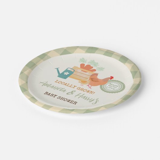 ファーマーズマーケット地元で育った赤ちゃんシャワープレート ペーパープレート (アングル)