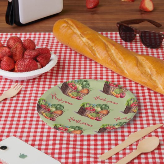 ファーマーズマーケット地元で育った赤ちゃんシャワー ペーパープレート (ピクニック)