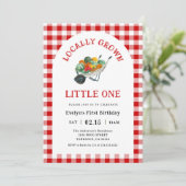 ファーマーズマーケット地元で育った1歳の誕生日パーティー 招待状 (スタンド正面)