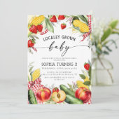 ファーマーズマーケット地元で育った1歳の誕生日 招待状 (スタンド正面)