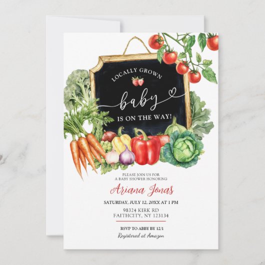 ファーマーズマーケット男女兼用ベビシャワー 招待状 (正面)