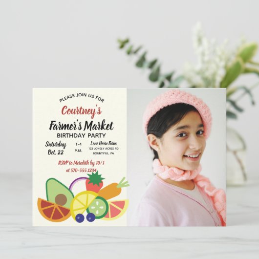 ファーマーズマーケット誕生日パーティーの写真 招待状 (スタンド正面)