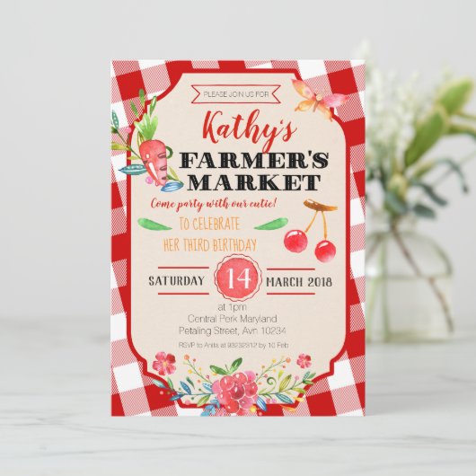 ファーマーズマーケット誕生日パーティーへの招待 招待状 (スタンド正面)