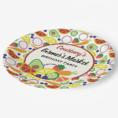 ファーマーズマーケット誕生日パーティーフルーツと野菜 ペーパープレート (アングル)