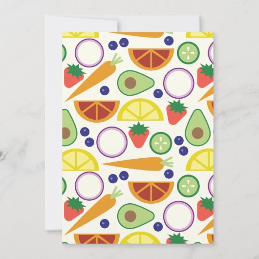 ファーマーズマーケット誕生日パーティーフルーツと野菜 招待状 (裏面)