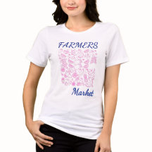 ファーマーズマーケット かわいい ピンクの果物 Tシャツ