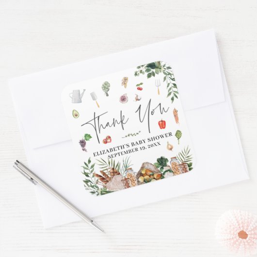 ファーマーズマーケット |赤ちゃんシャワーのお気に入り スクエアシール (封筒)