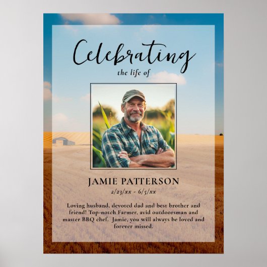 ファーマーズ・セレブレーション・オブ・ライフ カスタム写真、葬儀 ポスター (正面)