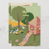 ファーミヤードおもしろいの誕生日 招待状 (正面/裏面)