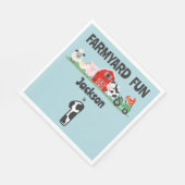 ファーミヤードおもしろい1stバースデーファームアニマルキッズパーティー スタンダードランチョンナプキン (角)