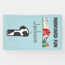 ファーミヤードおもしろい1stバースデーファームアニマルキッズ 横断幕