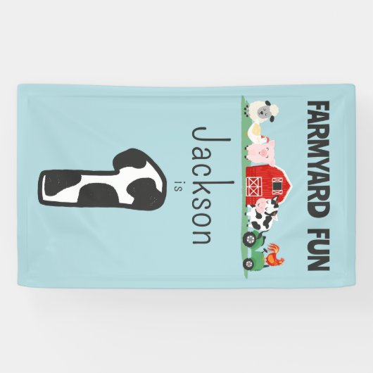 ファーミヤードおもしろい1stバースデーファームアニマルキッズ 横断幕 (横)