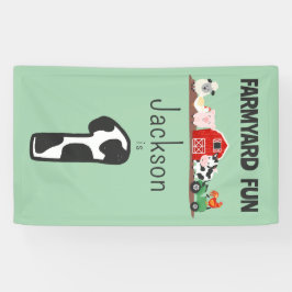 ファーミヤードおもしろい1stバースデーファームアニマルキッズ 横断幕