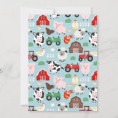 ファーミヤードおもしろい1stバースデーファームアニマル誕生日 招待状 (裏面)