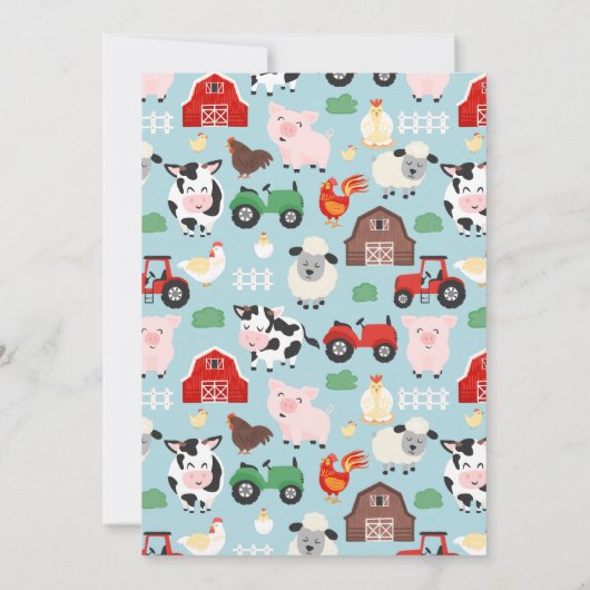 ファーミヤードおもしろい1stバースデーファームアニマル誕生日 招待状 (裏面)