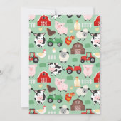 ファーミヤードおもしろい1stバースデーファームアニマル誕生日 招待状 (裏面)