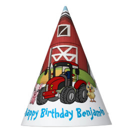 ファーミヤードアニマルおもしろいレッドバーン&レッドトラクター パーティーハット