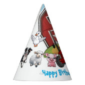 ファーミヤードアニマルおもしろいレッドバーン&レッドトラクター パーティーハット (左)