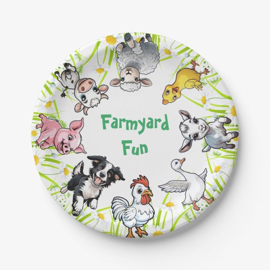 ファーミヤードアニマルズおもしろい誕生会 ペーパープレート (正面)