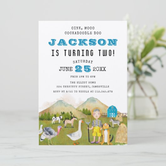 ファーミヤードアニマルズと少年の誕生日 招待状 (スタンド正面)