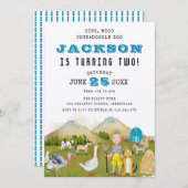 ファーミヤードアニマルズと少年の誕生日 招待状 (正面/裏面)