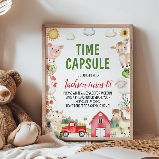 ファーミヤードアニマルバースデーパーティー時間カプセルのサイン ポスター