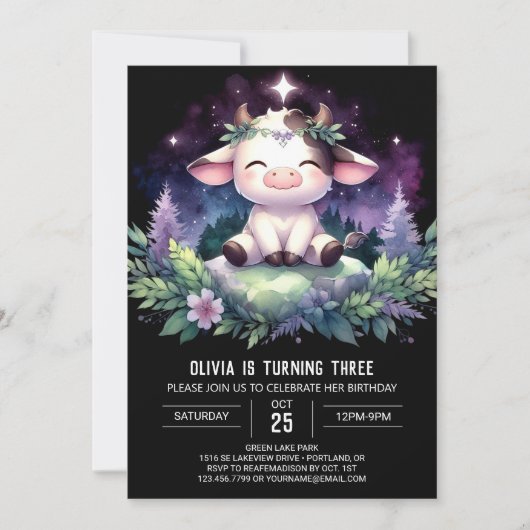 ファーミヤードキッズカウー誕生日 招待状 (正面)