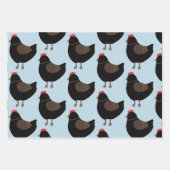 ファーミヤードチキン愛好家エッグカップブラックピンク ラッピングペーパーシート (正面3)