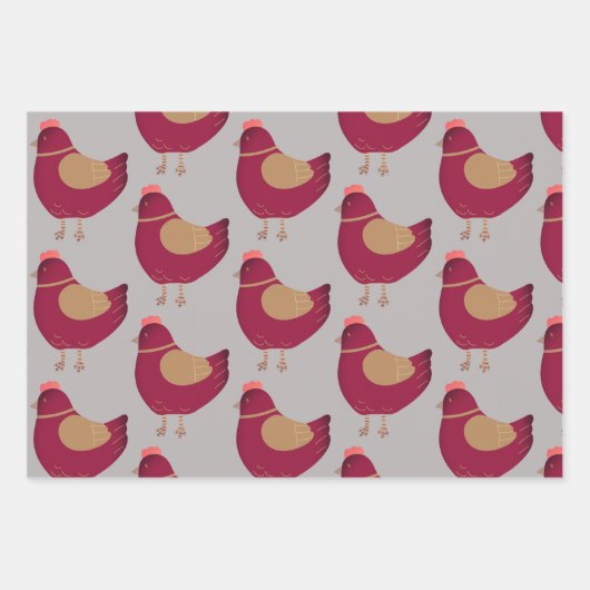 ファーミヤードチキン愛好家エッグカップブラックピンク ラッピングペーパーシート (正面2)