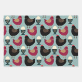 ファーミヤードチキン愛好家エッグカップブラックピンク ラッピングペーパーシート (正面)