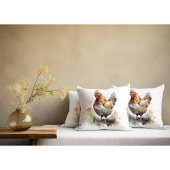 ファーミヤードチャーム：水彩チキンアート クッション