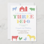 ファーミヤードテーマ3歳I-E-I-O誕生日パーティー 招待状 (正面)