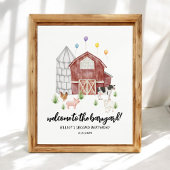 ファーミヤードファームアニマル納屋周囲の庭誕生日歓迎 ポスター