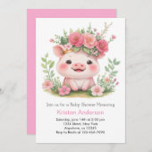 ファーミヤードブリスピギーアドベンチャーガールベビーシャワー 招待状 (正面/裏面)