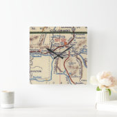 ファーミントン・ニューメキシコのヴィンテージの地図 スクエア壁時計 (ホーム)